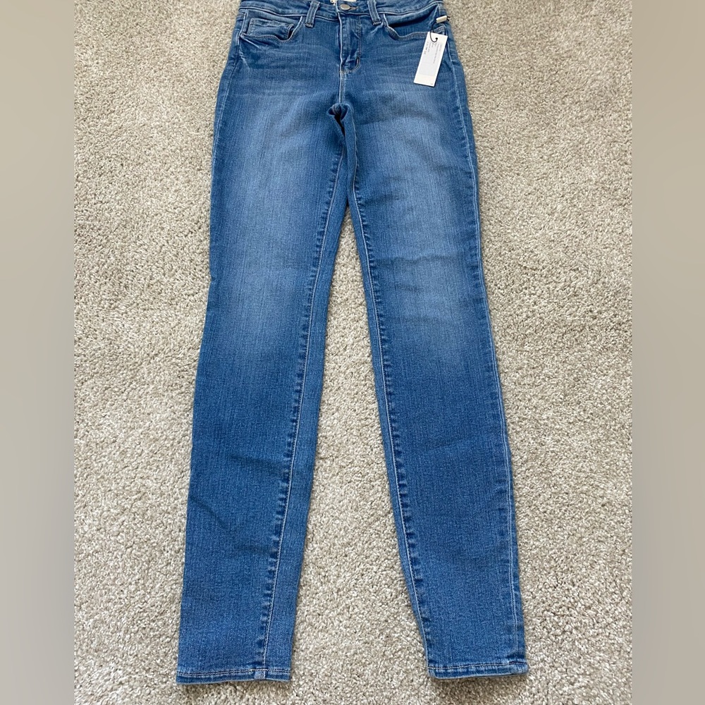 NWT L'Agence Margot High Rise Skinny Jeans Stretch Denim Dover Blue 25